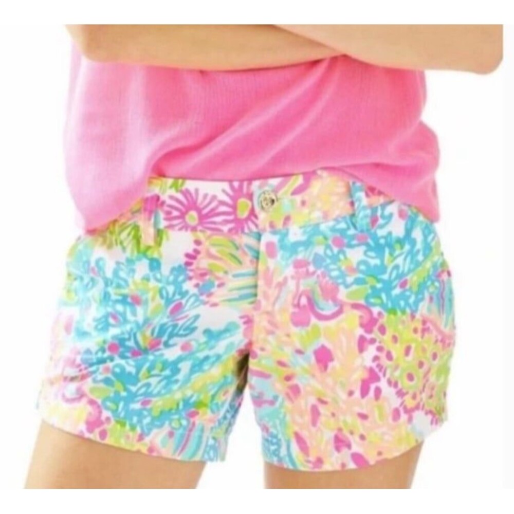Lilly Pulitzer Lovers Coral Floral Callahan Shorts sz 4